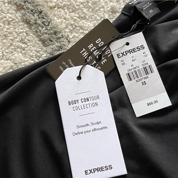 Express bodysuit black Cody contour one shoulder twist compression XS New - Picture 5 of 13